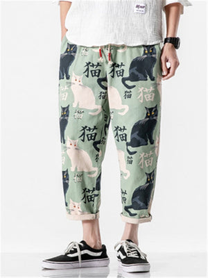 Men's Cool Cats Printed Casual Cropped Pant