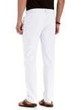 Men's Elastic Drawstring Waistband Casual Straight Cotton Pants