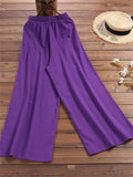 Summer Breathable Cotton Linen Ultra Light Wide Leg Pants for Women