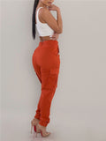 Stylish Solid Color High-waisted Overalls