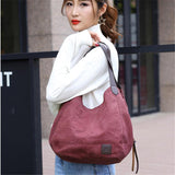 Women's Canvas Three Layer Tote Bag Casual Vintage Handbag