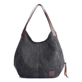 Women's Canvas Three Layer Tote Bag Casual Vintage Handbag