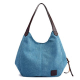 Women's Canvas Three Layer Tote Bag Casual Vintage Handbag