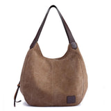 Women's Canvas Three Layer Tote Bag Casual Vintage Handbag