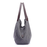 Women's Canvas Three Layer Tote Bag Casual Vintage Handbag