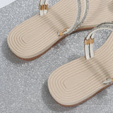 Open Toe 2-Way Beach Soft Sole Slippers With Rhinestones