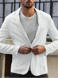 Men's Slim Fit Lapel Collar Casual Linen Blazer Jacket