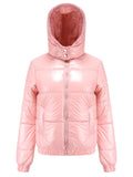 New Winter Keep Warm Hooded Solid Women Zipper Cotton Coats