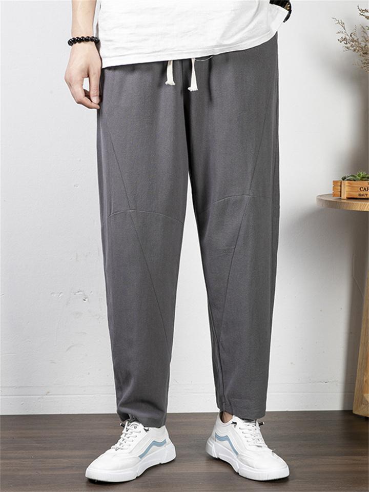 Retro Style Loose Cotton And Linen Casual Men's Plus Size Trousers
