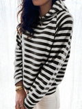 Women's Fashion Stripe Slim Fit Long Sleeve Pullover Hoodies