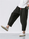 Men's Casual Loose Fashion Solid Color Linen Cropped Pants