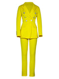 Women's Fashion Suit Button Up Blazer + Straight Leg Pants