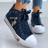 Women's Cool Lace Up High Top Denim Canvas Shoes