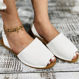 Casual Flat Peep Toe PU Slip On Spanish Sandals for Women