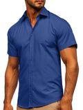 Men's Simple Office Wear Summer Turn Down Collar Button Shirts
