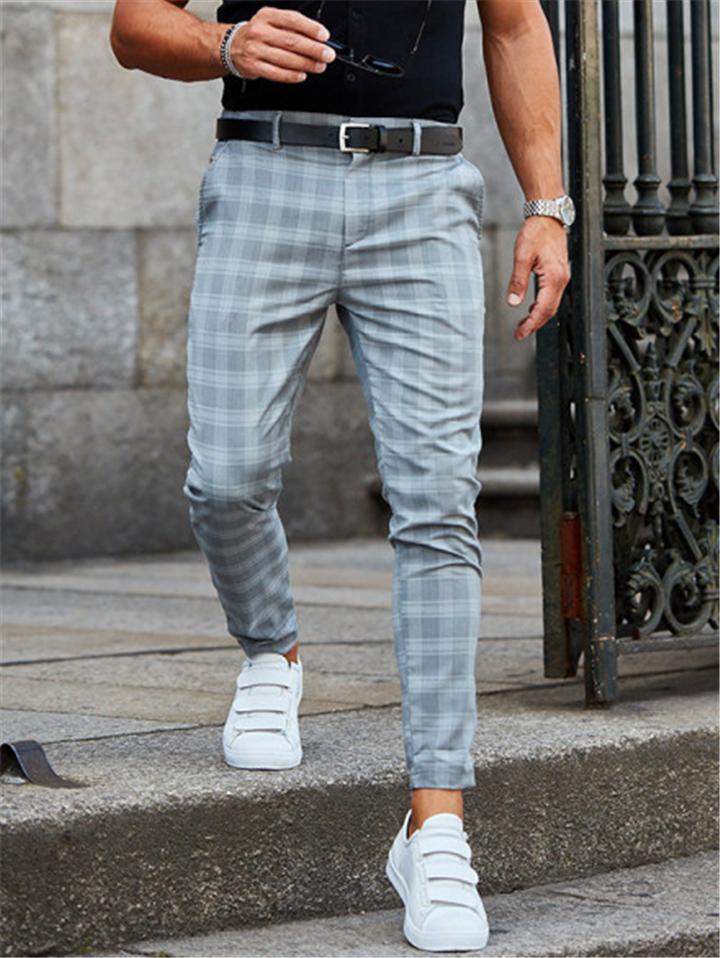 Men’s Stylish Button Up Plaid Pants