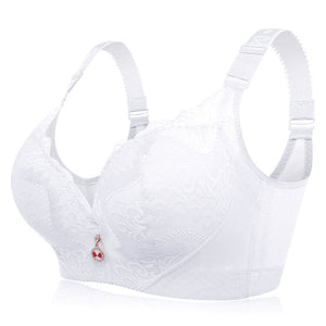 Plus Size Push Up Side Support Lace Bras - White
