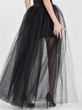 Trendy Sexy One-Side Free Size Tulle Solid Color Over Skirts For Women