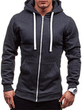 Casual Fashion Pocket Sports Zipper Drawstring Hooded Sweatshirt