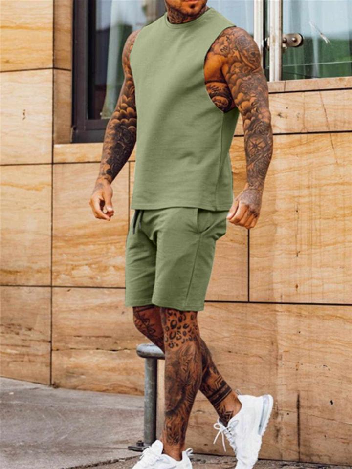 Men's Casual Vest + Knee Shorts Sports Set