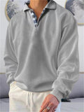 Men's British Style Sport Shirt Long Sleeve Lapel Tops