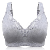 Women Plus Size Deep Plunge Comfy Cotton Bras - Gray