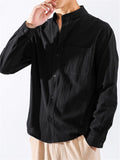 Casual Comfy Linen Cotton Mandarin-Collar Shirts For Men