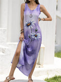 Summer Daisy Tie-dye Side Slit Trendy Vest Dress for Women