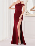 Graceful Sexy Slim Split One-Shoulder Long Evening Dresses