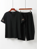 Men's Loose Vintage Short Sleeve Linen Sets