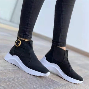 Women's Leisure Fashionable Belt Buckle High Top Shoes