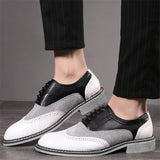 Casual Fashion Pointed Toe Carved PU Leather Shoes For Men