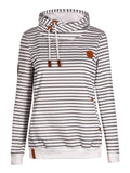 Ladies Pretty Stripe Half Collar Slim Fit Pocket Hoodies