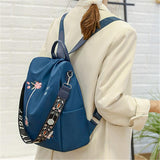 Floral Embroidered Large Capacity Anti-Theft Design Backpack Shoulder Bag Two-Way To Carry