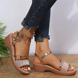 Luxury Glitter Ankle Strap Wedge Sandals for Women