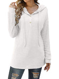 Women's Long-sleeved Button Down Waffle-Knit Hoodies