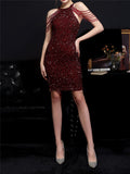 Graceful Shiny Sequins Slim Halter-Neck Sleeveless Party Dresses