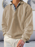Men's British Style Sport Shirt Long Sleeve Lapel Tops