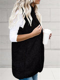 Women's Fashion Open Front Sleeveless Pocket Hooded Fuzzy Vest