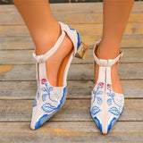Beautiful Pointed Toe Floral Embroidered Sandals for Women
