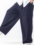 Mens Loose Straight Cotton&Linen Pants