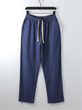 Loose Fit Linen 2-Piece Daisy Embroidered T-Shirt + Drawstring Full-Length Pants