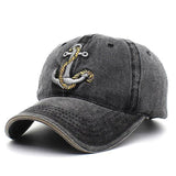Washed Denim Anchor Embroidered Pattern Sunshade Baseball Cap