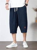 Men's Simple Casual Plus Size Linen Cropped Pants