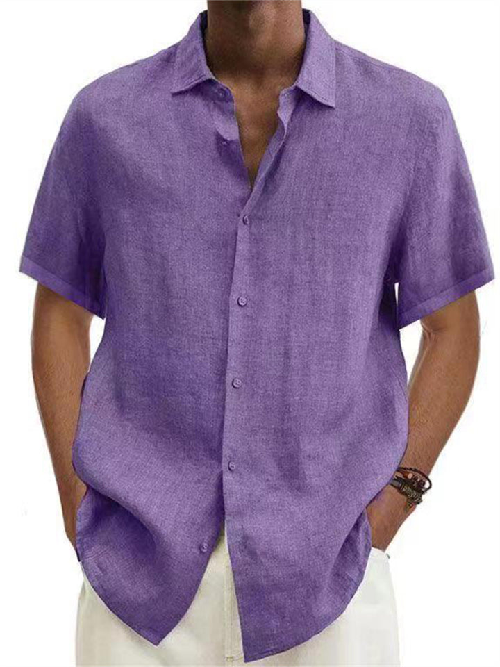 Short Sleeve Linen Beach Shirts for Men