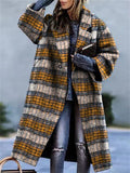 Women's Fashion Lapel Collar Woollen Long Coats for Winter