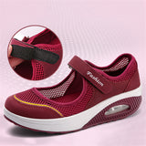 Rocker Bottom Velcro Mesh Flat Shoes