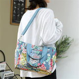 Beautiful Floral Print Nylon Waterproof Casual Lady Travel Shoulder Bag