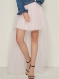 Casual Trendy Irregular Hem Sexy Tulle Solid Color Skirts For Women