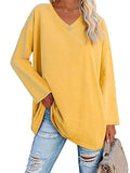 Women's V Neck Long Sleeve Cozy Loose Cotton Tops